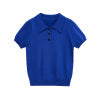 Casual polo shirt collar short sleeved knitted T-shirt