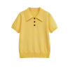 Casual polo shirt collar short sleeved knitted T-shirt